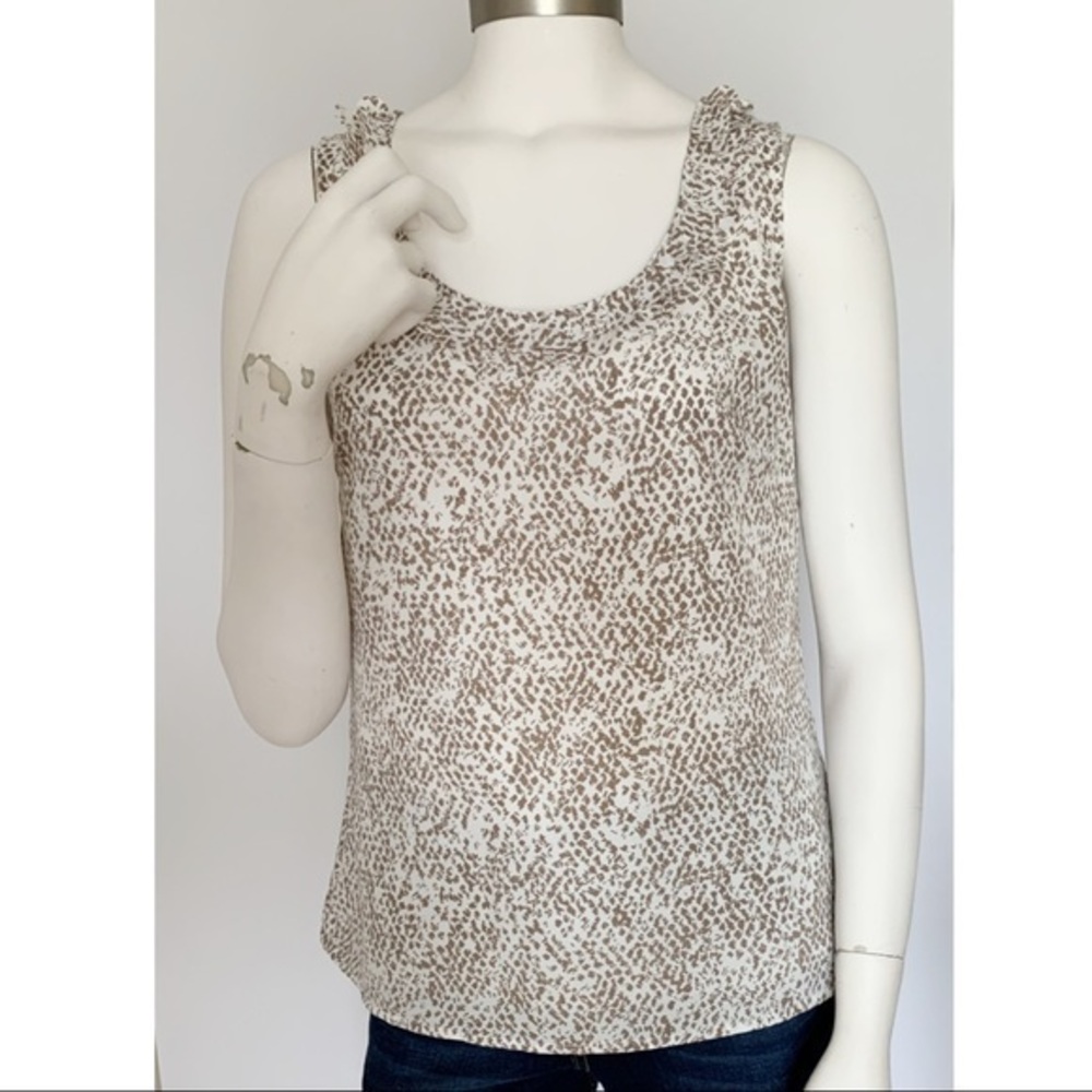 Merona Animal Print Tan & White Embellished Neck